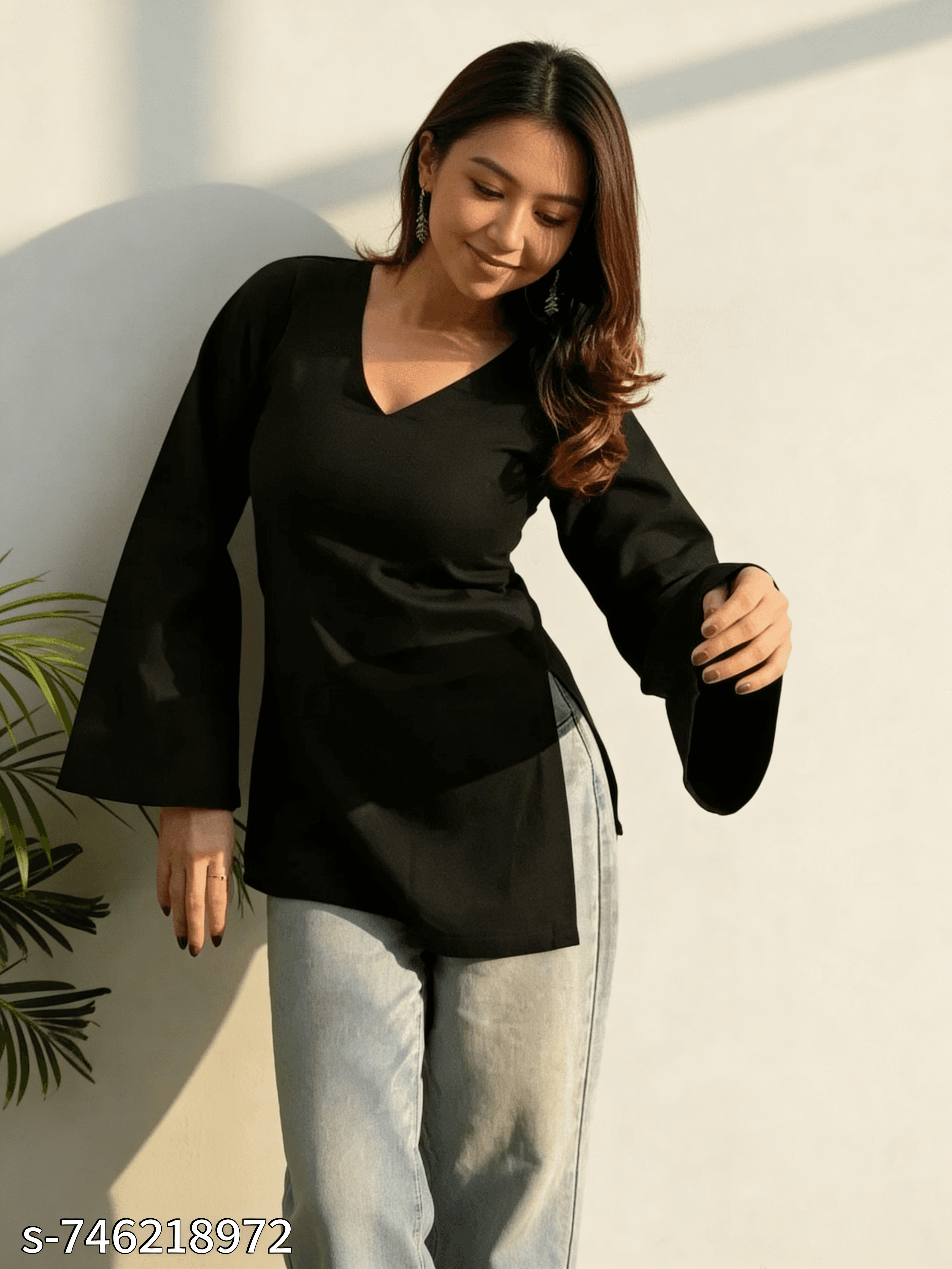 Plain Black Short Kurti